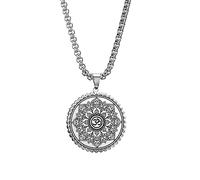 VASSAGO Collar de flor de loto para hombres y mujeres, colgante de loto Unalome Buddism Om Aum Ohm símbolo mandala colgante yoga joyería espiritual regalo, Acero inoxidable