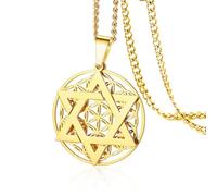 VASSAGO Collar de hexagrama en flor de la vida para mujeres y hombres, collar de estrella judía, colgante de geometría sagrada, mandala, joyería de regalo, talla única, Acero inoxidable, No es una