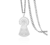 VASSAGO Collar de la Virgen María para mujer Collar de acero inoxidable de la Virgen de Guadalupe Colgante de la Madre de Dios Joyería religiosa católica，Plata