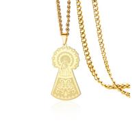VASSAGO Collar de la Virgen María para mujer Collar de acero inoxidable de la Virgen de Guadalupe Colgante de la Madre de Dios Joyería religiosa católica，Oro