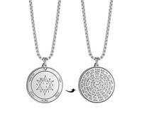 VASSAGO Collar de los sellos de la Llave de Salomón con 72 nombres de Dios Colgante de protección espiritual Amuleto para hombres y mujeres, Acero inoxidable, No es una piedra preciosa