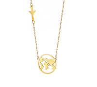 VASSAGO Collar de mapa del mundo, colgante de mapa de la tierra, collar de país, dije de planeta, relación de larga distancia, regalo para mujeres, niñas y hombres, Acero inoxidable