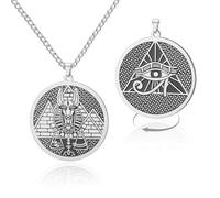 VASSAGO Collar de mitología egipcia de acero inoxidable con colgante de ojo de Horus y amuleto de protección, joyería egipcia para hombres y mujeres