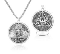 VASSAGO Collar de mitología egipcia de acero inoxidable con forma de ojo de Anu e Horus, medallón de pirámide, amuleto protector de joyas egipcias para hombres y mujeres, Einstellbar, Acero
