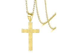 VASSAGO Collar de mujer con cruz celta en capas, de acero inoxidable, con dedicatoria de la Biblia, collar con colgante de cruz para hombre, Acero inoxidable