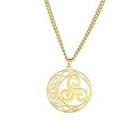 VASSAGO Collar de nudo celta con colgante redondo de triple espiral, collar vikingo, celta, trisquele, nudo trinitario, joyería irlandesa de buena suerte para mujeres y hombres, Acero inoxidable