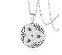 VASSAGO Collar de nudo celta de acero inoxidable Triquetra Triquetra Trinity, collar con colgante de nudo irlandés, joyería de buena suerte, Adjustable, Acero inoxidable, No es una piedra preciosa