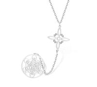VASSAGO Collar de nudo de bruja collar con colgante de cubo de metatrón de acero inoxidable amuleto de protección de nudo celta joyería de brujería para mujeres y hombres (collar largo de plata)