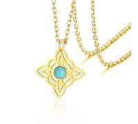 VASSAGO Collar de nudo de brujas con turquesa Acero inoxidable magia bruja nudo celta nudo brujería collar irlandés Wiccan joyería pagana para las mujeres