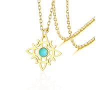 VASSAGO Collar de nudo de brujas con turquesa Acero inoxidable magia bruja nudo celta nudo brujería collar irlandés Wiccan joyería pagana para las mujeres