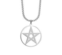VASSAGO Collar de pentáculo de acero inoxidable Eliphas Levi's Pentagrama Wiccan Magical Star Amuleto Satanismo Joyería para hombres y mujeres, Acero inoxidable, No es una piedra preciosa