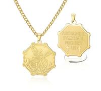 VASSAGO Collar de San Miguel de Acero Inoxidable Colgante del Arcángel San Miguel Collar Amuleto Medalla Joyería para Protección y Oración, Adjustable, Acero inoxidable, No es una piedra preciosa