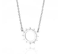 VASSAGO Collar de sol para mujer, collar delicado con colgante de sol, collares simples y brillantes, joyería diaria regalo para mujeres y hombres, Acero inoxidable, No es una piedra preciosa