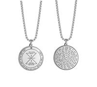VASSAGO Collar del Tercer Pentáculo de Venus, collar de sellos del rey Salomón grabado con 72 nombres de Dios, amuletos de protección espiritual, talismán para el amor, Acero inoxidable, Sin piedra