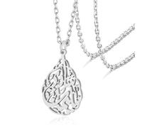 VASSAGO Collar islámico Ayatul Kursi para mujeres musulmanas Alá Corán árabe caligrafía escritura Acero inoxidable lágrima colgante collar Islam Eid Ramadan regalo joyería