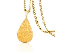 VASSAGO Collar islámico Ayatul Kursi para mujeres musulmanas Alá Corán árabe caligrafía escritura Acero inoxidable lágrima colgante collar Islam Eid Ramadan regalo joyería