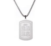VASSAGO Collar Islámico para Hombres Mujeres Coránico Ayatul Kursi Collar Musulmán Allah Collar de Acero Inoxidable árabe Joyería Regalo
