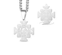 VASSAGO Collar Medalla St Benedict Acero inoxidable Collar con cruz Medalla de San Benito católica Demon Exorcism Colgante Protección amuleto joyería para hombres mujeres (Plata)