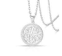 VASSAGO - Collar musulmán del Islam de acero inoxidable con colgante de caligrafía árabe de Allah con colgante de Ramadán Eid, Adjustable, Acero inoxidable, Sin piedra preciosa