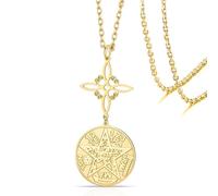 VASSAGO Collar Nudo de las brujas Tetragrammaton Pentagram Colgante Nudo Celta de Doble Protección Witchcraft Pagan Irish Jewelry Para Mujeres Hombres (Oro 3)