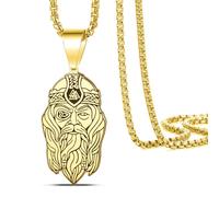 VASSAGO Collar vikingo Odin de acero inoxidable, colgante de cabeza de dios vikingo nórdico con nudo valknut y nudo celta, amuleto de protección de mitología nórdica, regalo para hombres y mujeres