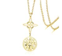 VASSAGO Collares con nudo de bruja, tetragrammaton y pentagrama Colgante con nudo celta Doble protección Brujería Amuleto pagano Joyería irlandesa para mujeres y hombres (doble protección de oro)