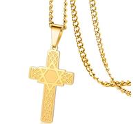 VASSAGO Cruz estrella de David colgante collar para hombres mujeres crucifijo Cruz colgante con hexágono religioso judío cristiano protección joyería regalo
