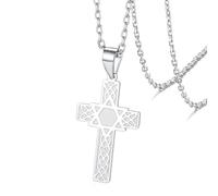 VASSAGO Cruz estrella de David colgante collar para hombres mujeres crucifijo Cruz colgante con hexágono religioso judío cristiano protección joyería regalo