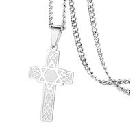 VASSAGO Cruz estrella de David colgante collar para hombres mujeres crucifijo Cruz colgante con hexágono religioso judío cristiano protección joyería regalo