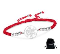 VASSAGO Cúbico de Metatrón Pulsera para Mujer Geometría Sagrada Sellos de Ángel Arcángel Pulseras Ajustables con Perlas de Colores Amuleto Joyería, 0.9*0.79“, Acero inoxidable, No es una piedra