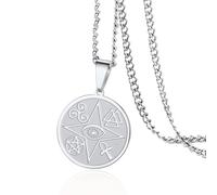 VASSAGO Evil Eye Collar Ankh Pentagrama Espiral Valknut Protección Amuleto Collar Celta Brujas Nudo Evil Eye Collar Joyería Regalo para Mujeres Hombres (Collar de plata Evil Eye)
