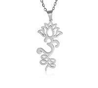 VASSAGO Flor de Loto Om Collar para Mujeres Niñas Unalome Loto Colgante Om Aum Ohm Símbolo Yoga Collar con Flor de Loto Encanto Acero Inoxidable Joyería Espiritual Budismo Regalo (B)