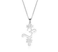 VASSAGO Flor de Loto Om Collar para Mujeres Niñas Unalome Loto Colgante Om Aum Ohm Símbolo Yoga Collar con Flor de Loto Charm Acero Inoxidable Joyería Espiritual Budismo Regalo (Acero)