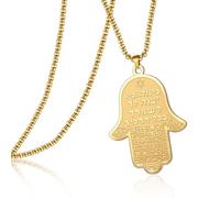 VASSAGO Hamsa Mano de Fátima Collar Judío Estrella de David Collar para Mujeres Hombres Acero Inoxidable Hebreo Amuleto Símbolo Joyería Regalo (collar de oro hamsa-cadena de caja)