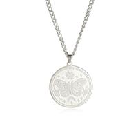 VASSAGO Libélula Luna Colgante Collar Mariposa Sol Luna Moneda Collar Acero Inoxidable astronómico Insecto joyería (Steel Color)
