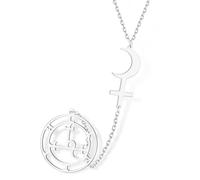 VASSAGO Lilith Godtin Symbol Halskette Lilith Black Moon Sigil von Lilith Black Moon Astrologie Halbmond Kreuz Anhänger Doppelter Schutz gótico Brujería Pagan Amuleto Glücks schmuck Frauen Männer