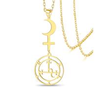 VASSAGO Lilith Godtin Symbol Halskette Lilith Black Moon Sigil von Lilith Black Moon Astrologie Halbmond Kreuz Anhänger Doppelter Schutz gótico Brujería Pagan Amuleto Glücks schmuck Frauen Männer