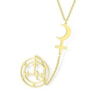 VASSAGO Lilith Godtin Symbol Halskette Lilith Black Moon Sigil von Lilith Black Moon Astrologie Halbmond Kreuz Anhänger Doppelter Schutz gótico Brujería Pagan Amuleto Glücks schmuck Frauen Männer