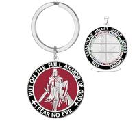 VASSAGO Llavero De Caballeros Templarios Para Hombre Armadura De Dios Efesios 6 13 17 Llavero De Cruz De Caballeros Cruzados Joyer A Medieval (Plata)