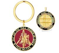 VASSAGO Llavero De Caballeros Templarios Para Hombre Armadura De Dios Efesios 6 13 17 Llavero De Cruz De Caballeros Cruzados Joyer A Medieval (Oro)