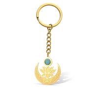 VASSAGO Llavero De Flor De Loto Para Mujer Llavero De Luna De Loto De Unalome Buda Espiritual Curación Yoga Meditación (Oro 1)
