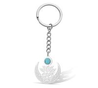 VASSAGO Llavero De Flor De Loto Para Mujer Llavero De Luna De Loto De Unalome Buda Espiritual Curación Yoga Meditación (Plata1)