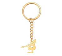 VASSAGO - Llavero de gimnasia de acero inoxidable con colgante de bailarina deportiva para gimnasia, entrenadores, joyería para niñas