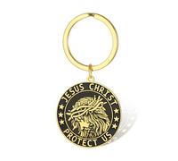 VASSAGO Llavero de Jesucristo de acero inoxidable llavero de oración cristiana comunión bautizo confirmación joyería religiosa regalos (Oro)