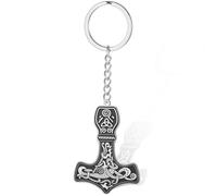 VASSAGO Llavero del martillo de Viking Thor Llavero de acero inoxidable Norse Mjolnir Nordic Vintage Pagano Amuleto Joyería (Plata 2)