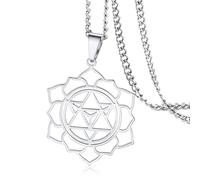 VASSAGO Merkabah on Flower of Life Collar Mandala Collar Geometría Estrella Tetraedro Merkaba Colgante Collar Budista Flor de Loto Mandala Colgante Joyería