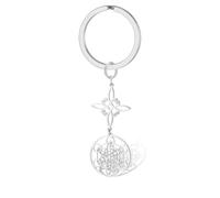VASSAGO Metatron - Llavero de acero inoxidable con nudo de bruja, diseño de nudo celta, amuleto de geometría sagrada, joyería de brujería para mujeres y hombres (plata)
