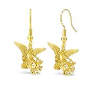 VASSAGO Pendientes de San Miguel de Acero Inoxidable para Hombre y Mujer | Medalla-amuleto de protección retro del Arcángel San Miguel, pendientes joya religiosa católica cristiana