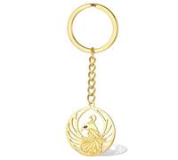 VASSAGO Phoenix - Llavero de acero inoxidable con diseño de pájaro mitológico, bolso de mano, mochila, accesorios de joyería, regalos, dorado, Talla única