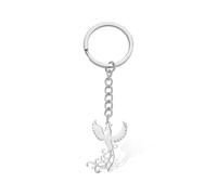 VASSAGO Phoenix - Llavero de acero inoxidable con diseño de pájaro mitológico, bolso de mano, mochila, accesorios de joyería, regalos, Plata 2, Adjustable